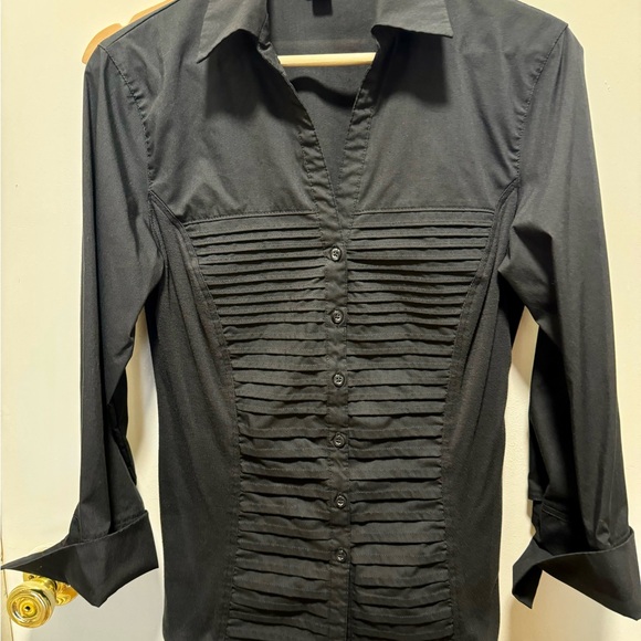 ZAC & RACHEL BUTTON DOWN BLACK TOP
3/4 CUFF SLEEVE RIBBED KNIT INSERTS SIZE M - Picture 3 of 9